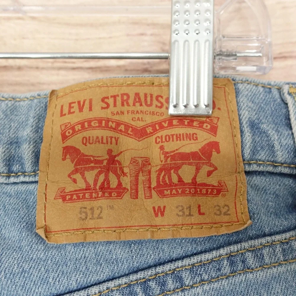 Levis 512 Jeans Mens 31x32 Blue Light Wash Slim Taper Stretch Denim Pants